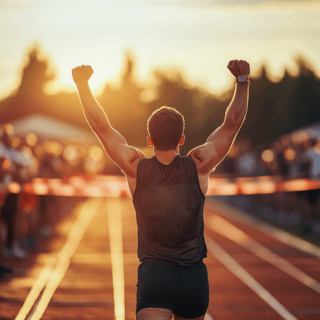 Athlète remportant une course