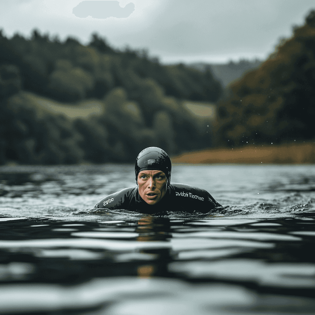 Nageur s'entraînant en eau libre